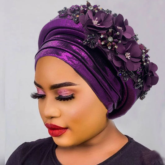 Exquisite Bouquet African Women's Turban Cap Ready to Wear Nigeria Auto Gele Headtie Female Fashion Head Wraps Turbante Mujer