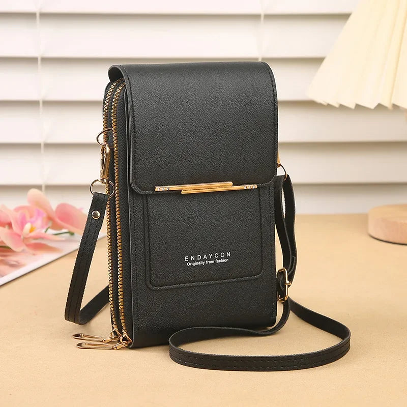 Women Fashion Touch Screen Lock Cell Phone Bag Women's Mobile Phone Card Holder Crossbody Shoulder Bag Money Pockets Small Bags