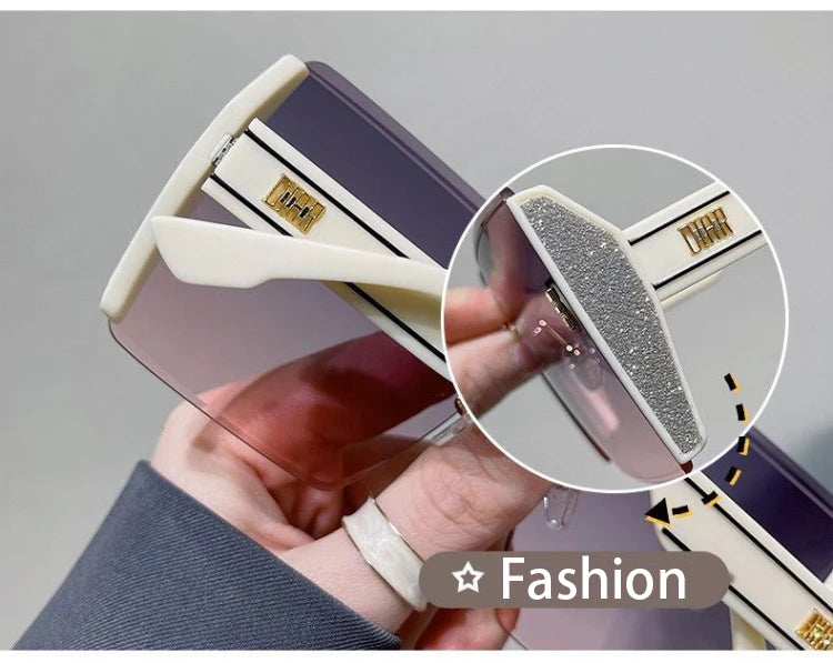 Vintage Square Sunglasses Woman Classic Retro Gradient Mirror Frameless Sun Glasses Female Fashion Rimless Oculos De Sol