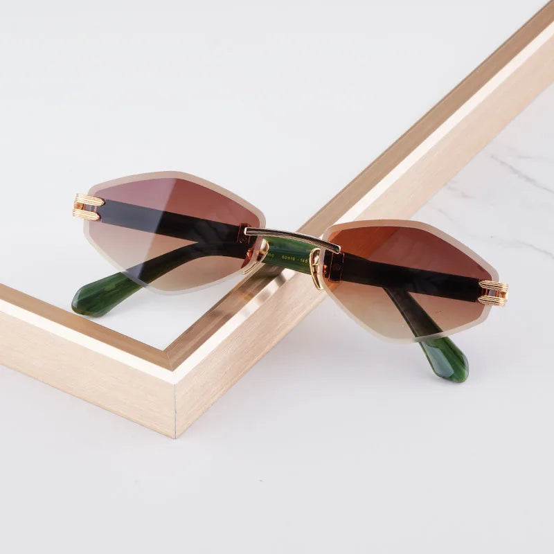 Special Designer Rimless Women's Sunglasses Polygon Luxury Alloy High Quality Brand Men Fashion New Arrival Classical UV400 Z106
