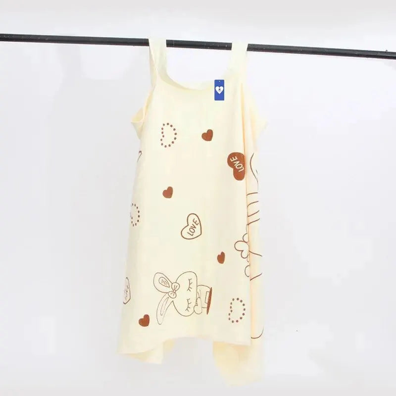 Tragbares Badetuch mit Kaninchenmotiv, Kleidung für Erwachsene und Frauen, verdickt, Brusttuch, saugfähiger Baderock, schweißabsorbierender Dampfrock für die Sauna