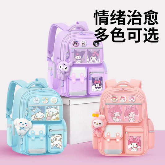 New Children Schoolbag Students Back To School Kuromi Backpack Cinnamoroll Girls Boys Book Bags Kids Mochilas