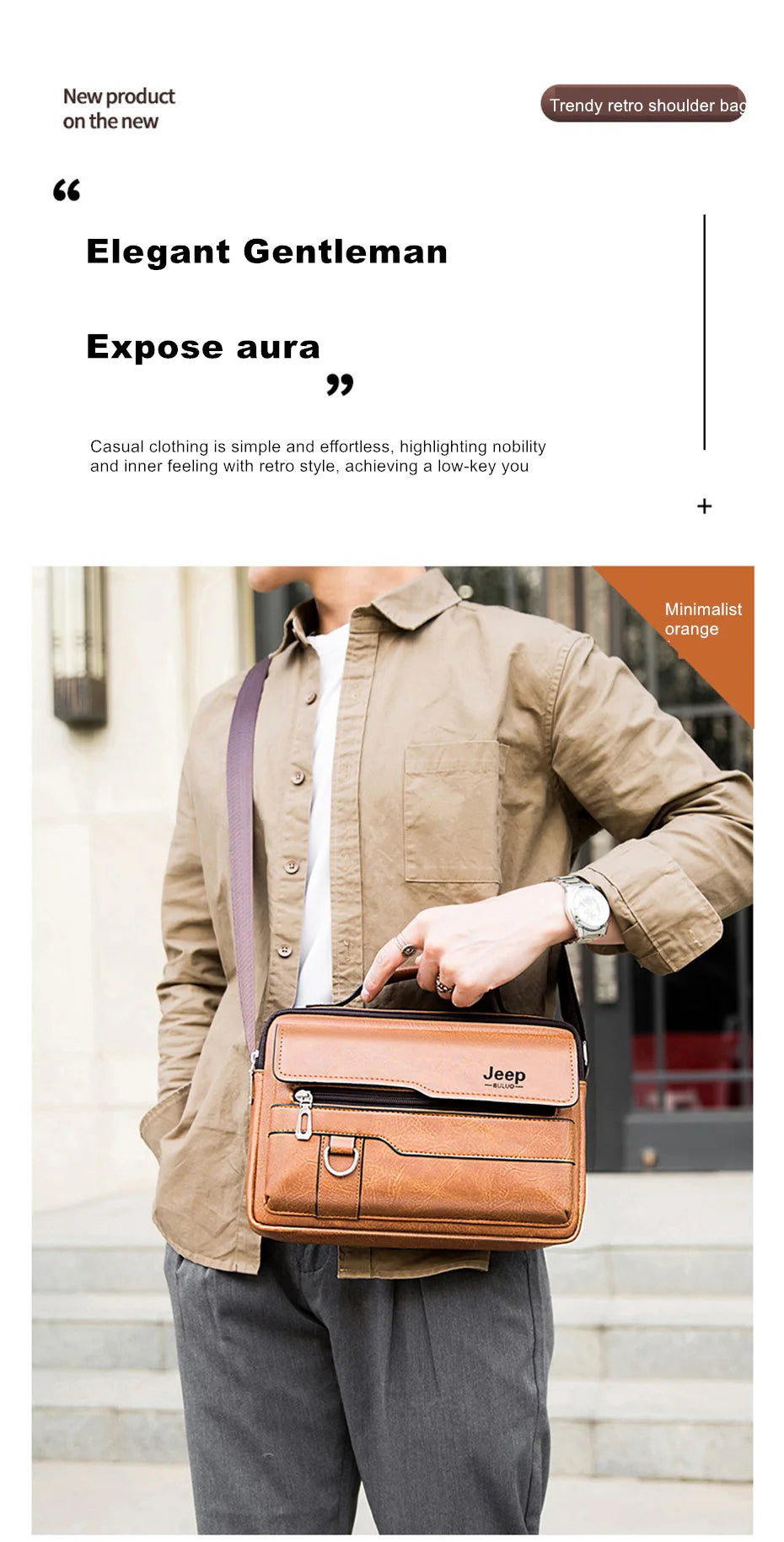 JEEP BULUO Brand Men's Crossbody Shoulder High Quality Tote Fashion Business Man Messenger Big Size PU Leather Bags
