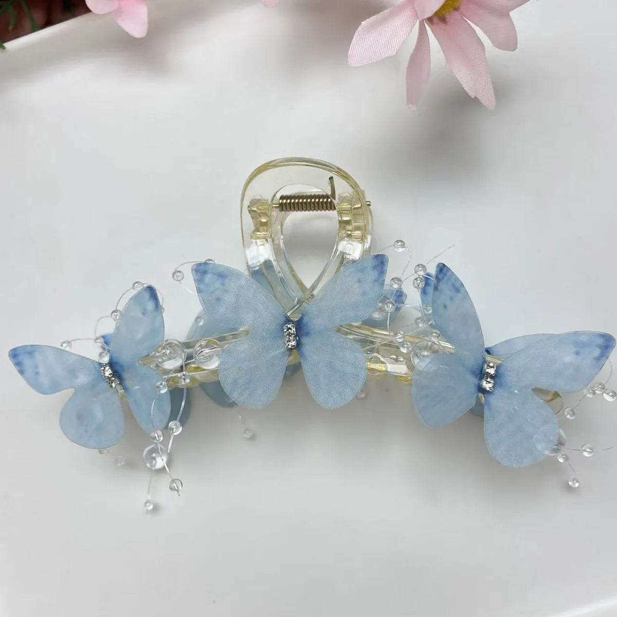 New Fashion Simulation Butterfly Hair Clips for Women Elegant Pearl Bow Ponytail Clip Sweet Crab Claw Headdress Hair Accessories