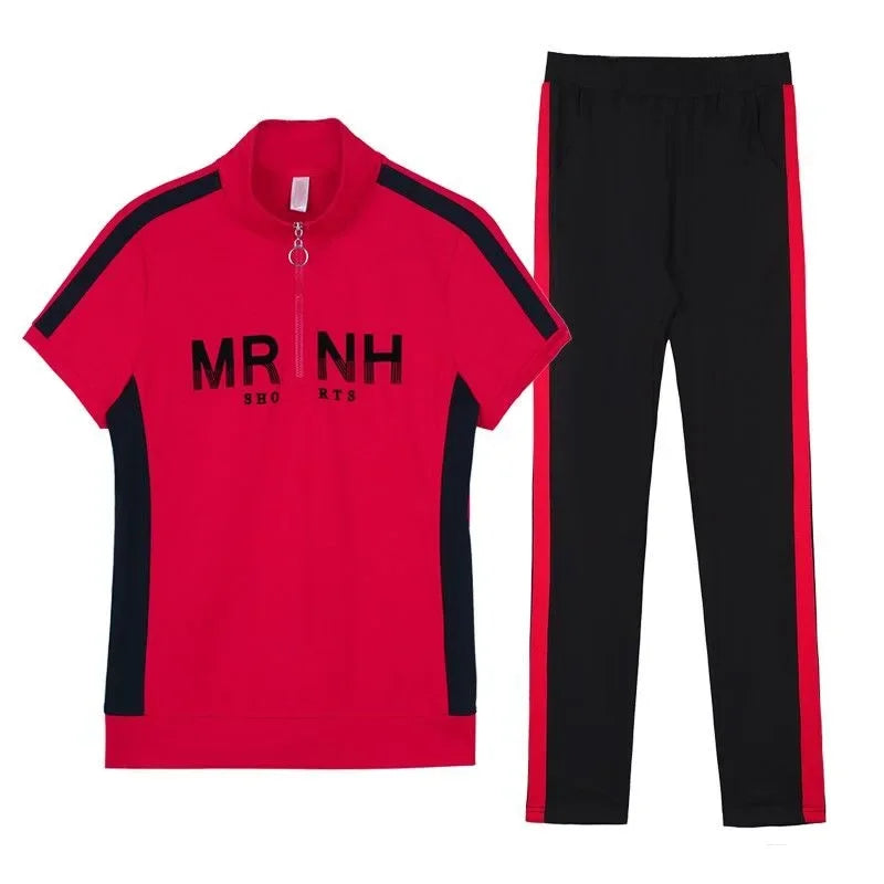 Fashionable Women's Sport Suit Summer New Style Slimming Casual 2-piece Set Age-reducing Running Clothes