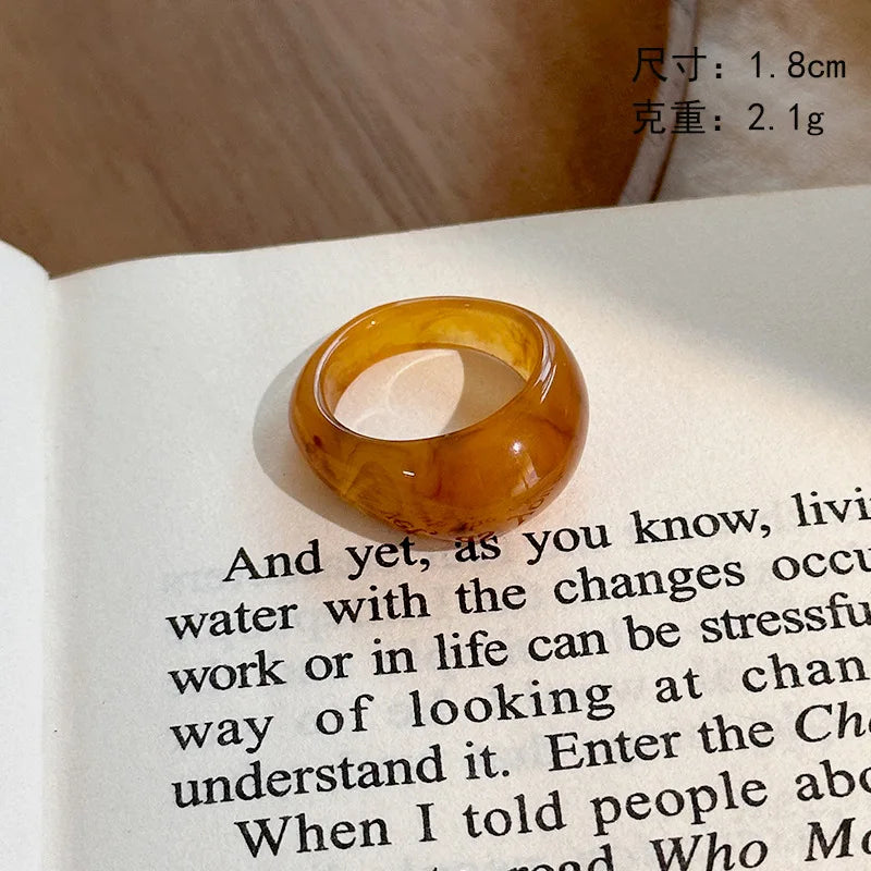 4Pcs Vintage Resin Irregular Geometry Ring Set For Women's Personalized Fashion Simple Acrylic Rings Hand Stackable Jewelry Gift
