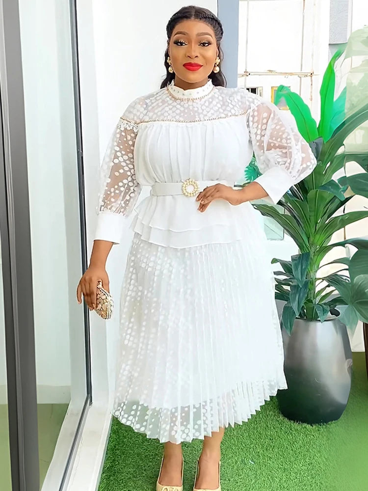 Summer Dresses For Women  Wedding Party Prom Evening Gown Dashiki Pleated Maxi Robe Office Ladies Clothing