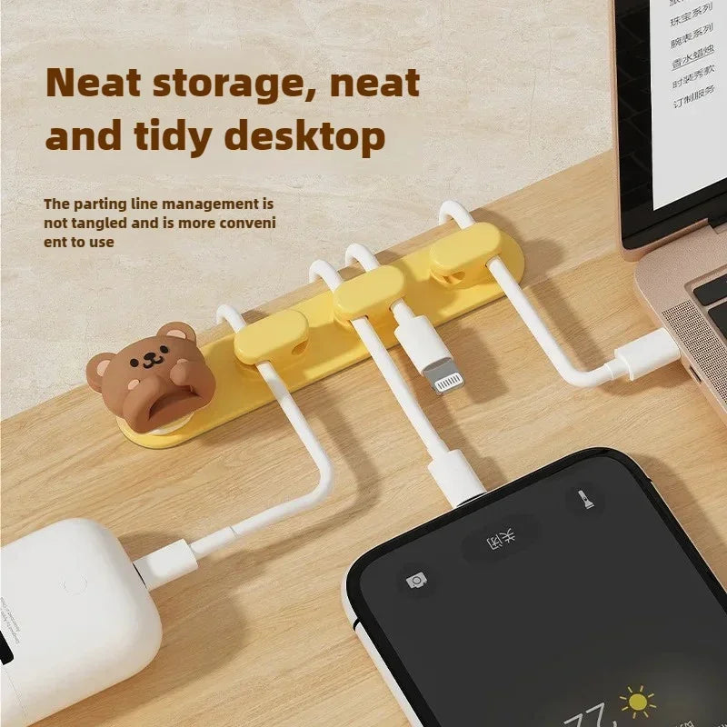Desktop Cute Cable Organizers Holder Clip Desk Tidy Organiser SelfAdhesive Wall Mounted Cable Management Office Wire Cord Holder office supplement