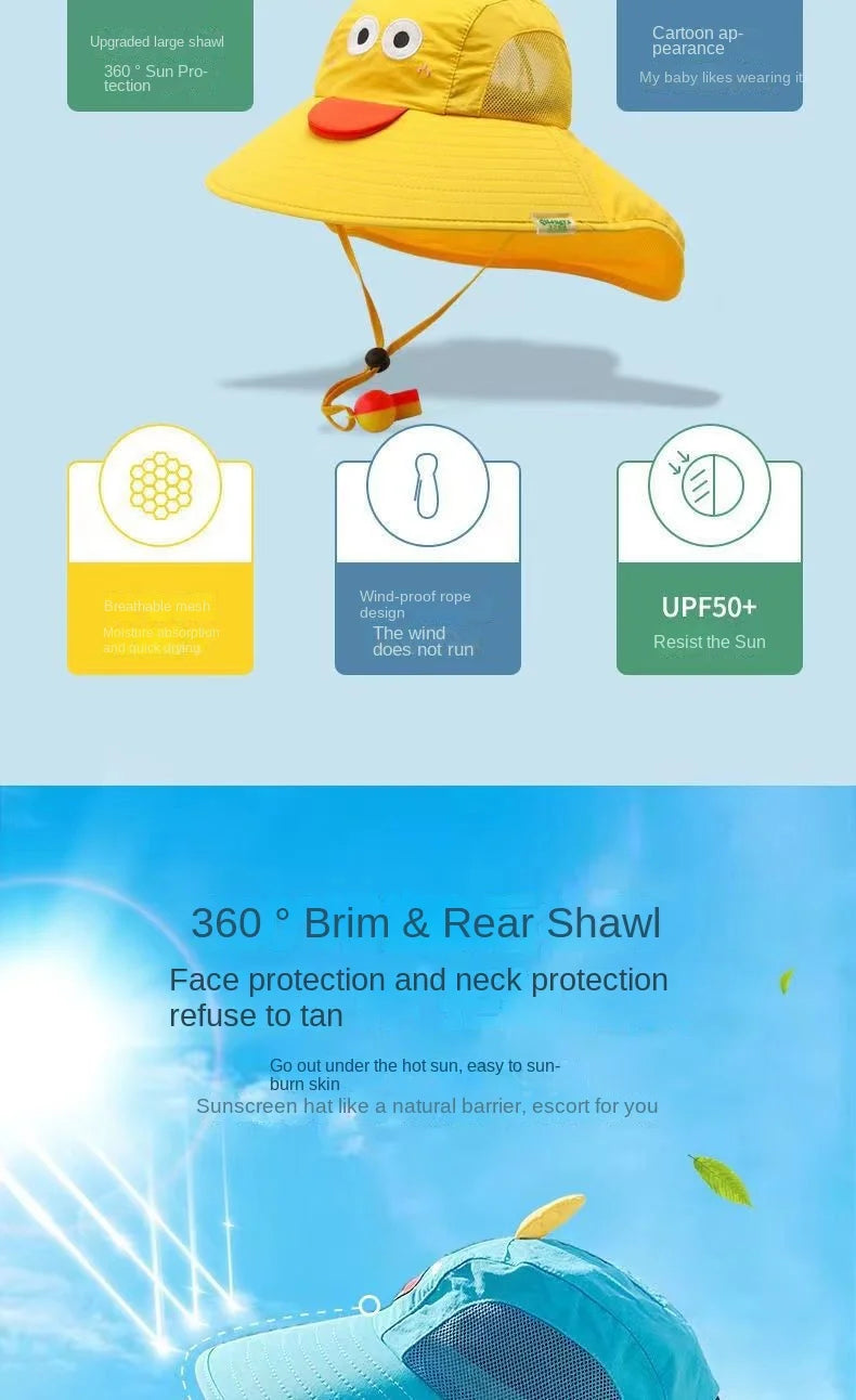 Kid Hat Summer Cap UV Protection Hats Beach Hats Large Brim Fisherman Hats