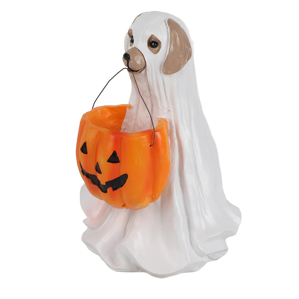 Halloween Dog Cat Ornaments with Candy Bowl Halloween Pumpkin Snack Bowl Stand for Trick Or Treat Indoor Outdoor Decorations