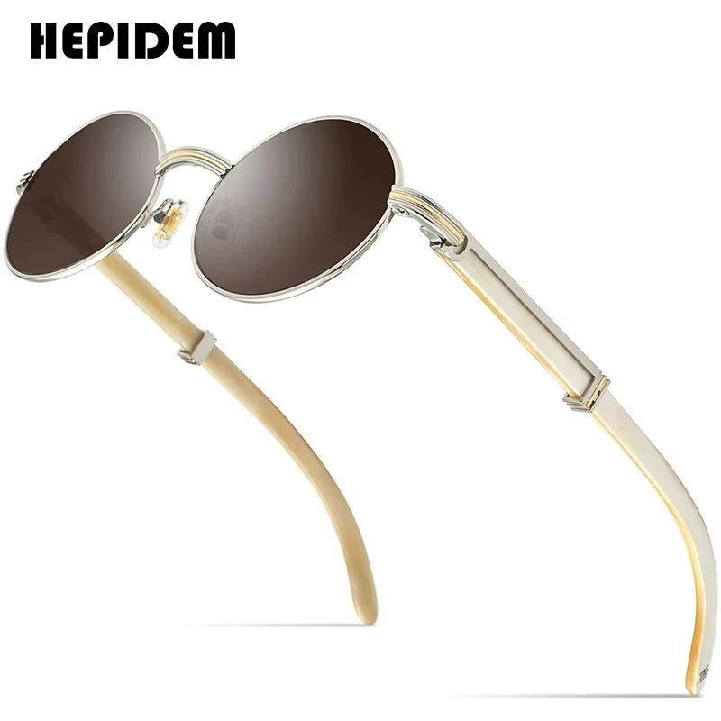 HEPIDEM High Quality Men Buffs Sunglasses Square Luxury Brand Design Diamond Sumptuous Sun Glasses Women Buffalo Horn Glasses