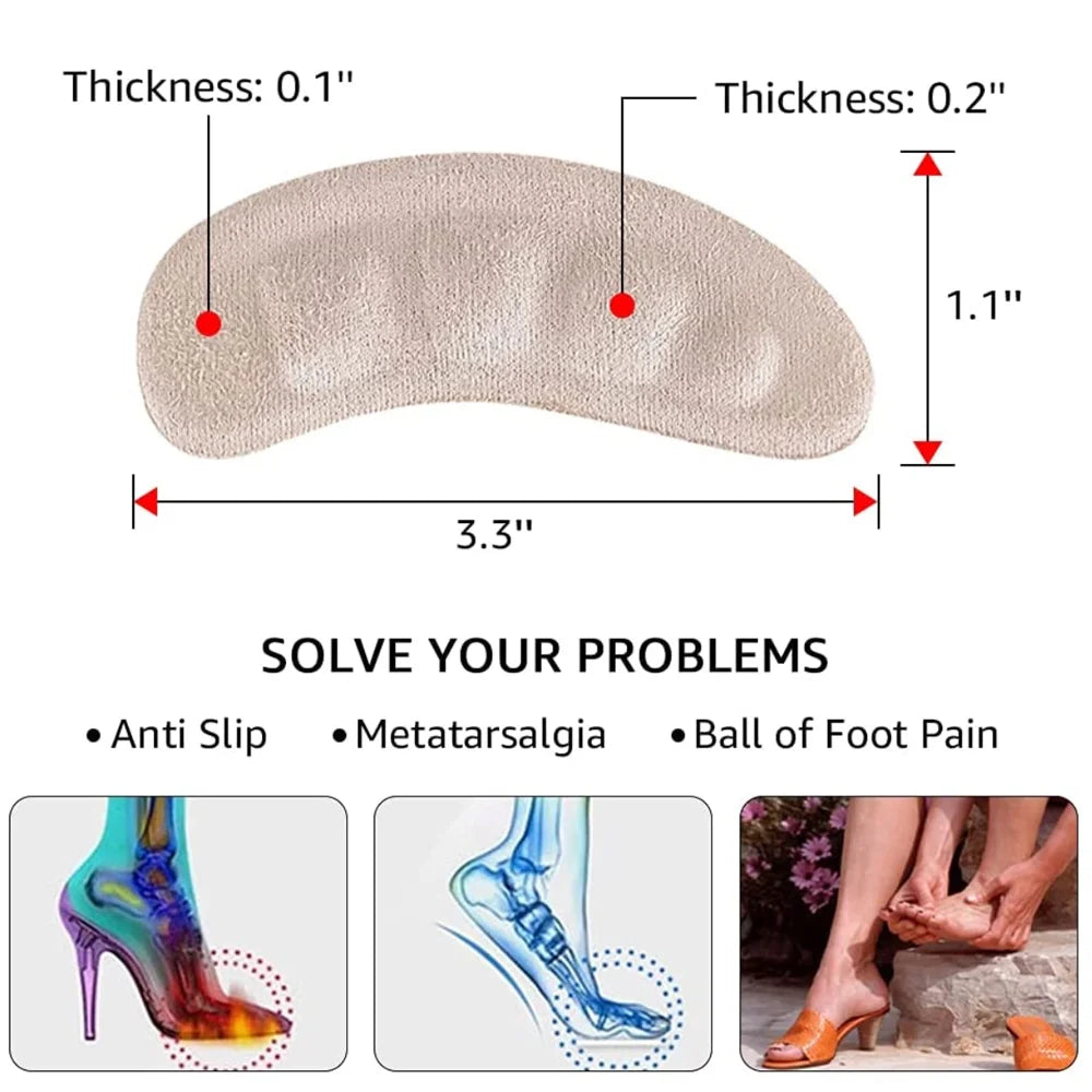 Soft Silicone Pads for Women's Shoes Anti-Slip Forefoot Insert Pad Heel Liner Gel Insoles for Heels Sandals Non-slip Foot