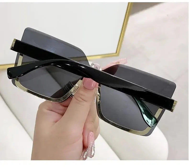 Neue Halbrahmen-Sonnenbrille aus Metall im europäischen und amerikanischen Stil. Mode schlanke Damen-Sonnenbrille mit Anti-UV-Brille