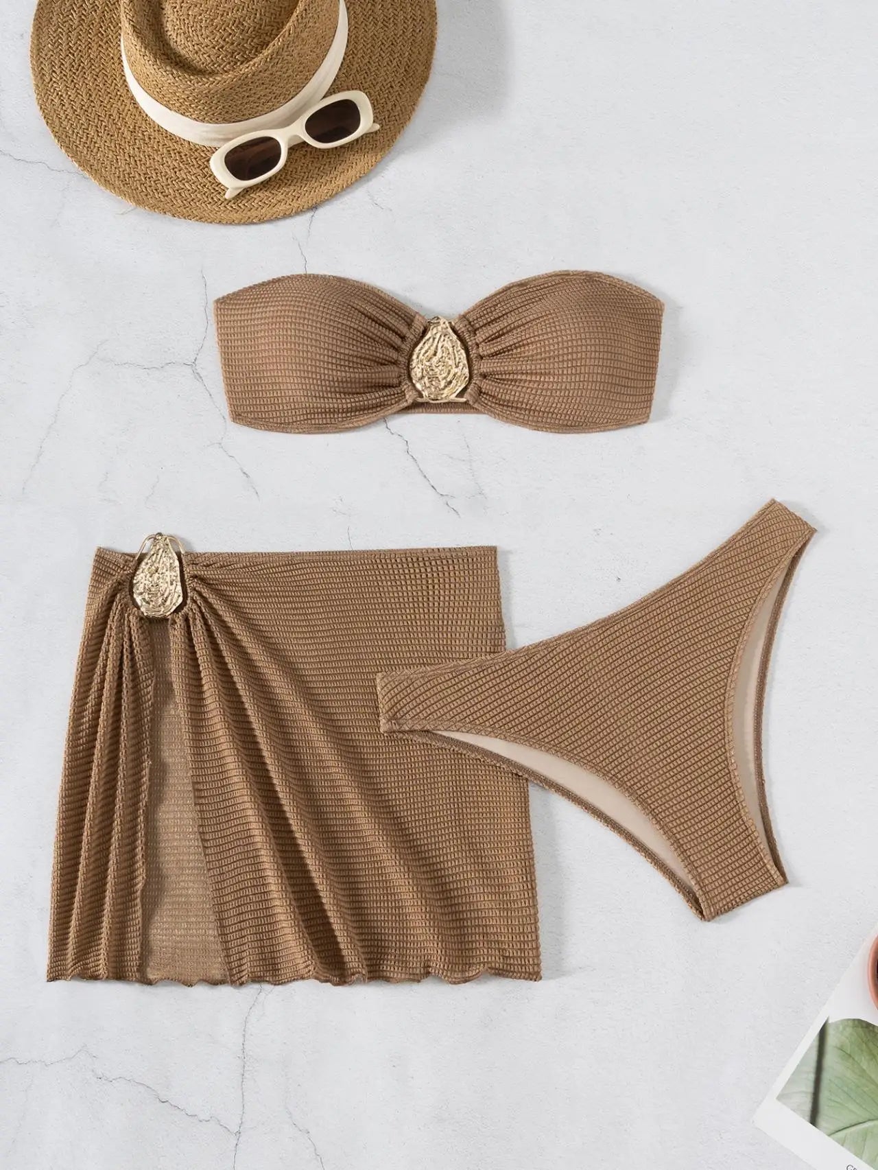 2025 New Bikini Baby Hot Spring Resort Beach Three Piece Split Swimsuit Skirt Bikini