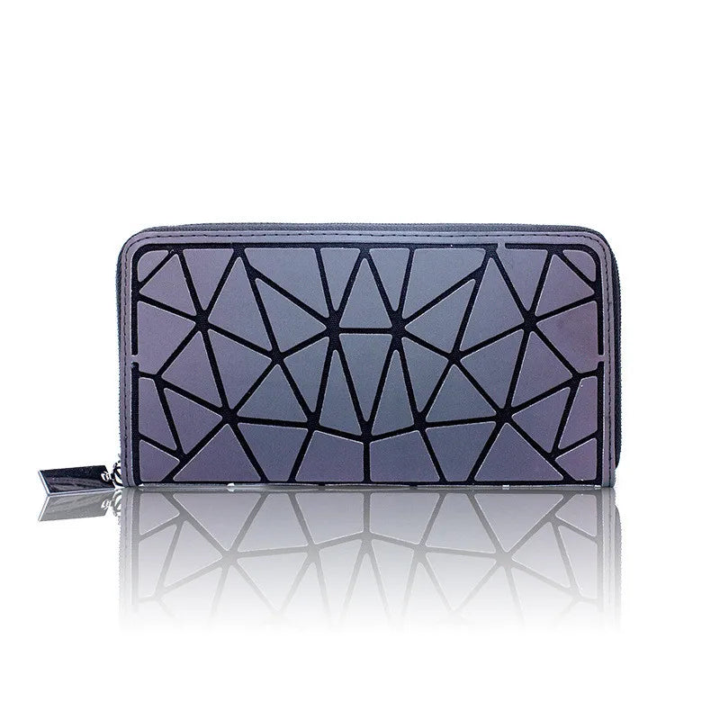 Fashion Luminous  long zipper wallet for women.Geometric rhombus cell phone wallet/multi-card credit card holder and coin purse