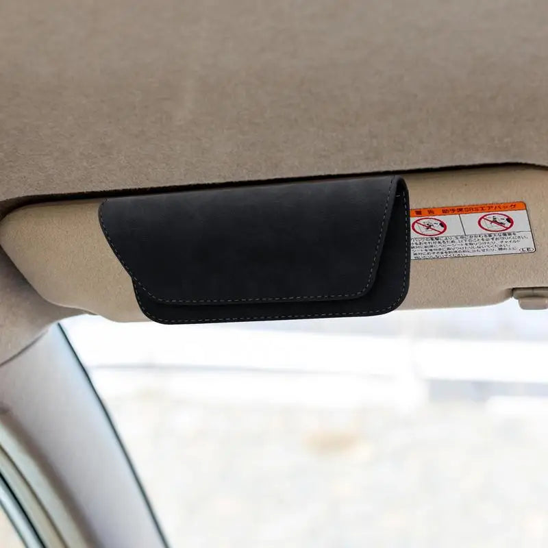 Car Sunglasses Box Magnetic Glasses Storage Holder Car Sun Visor Organizer Leather Sunshade Storage Bag Car Accessories