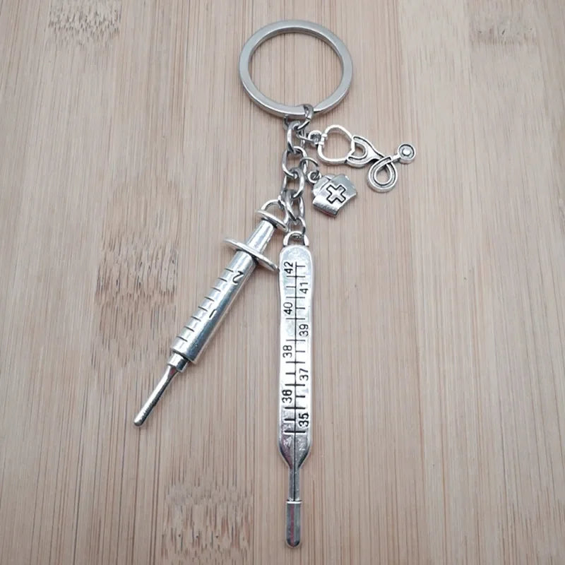New Nurse Medical Box Medical Keychain Needle Syringe Stethoscope Tassel Cute Keychain Jewelry Gift