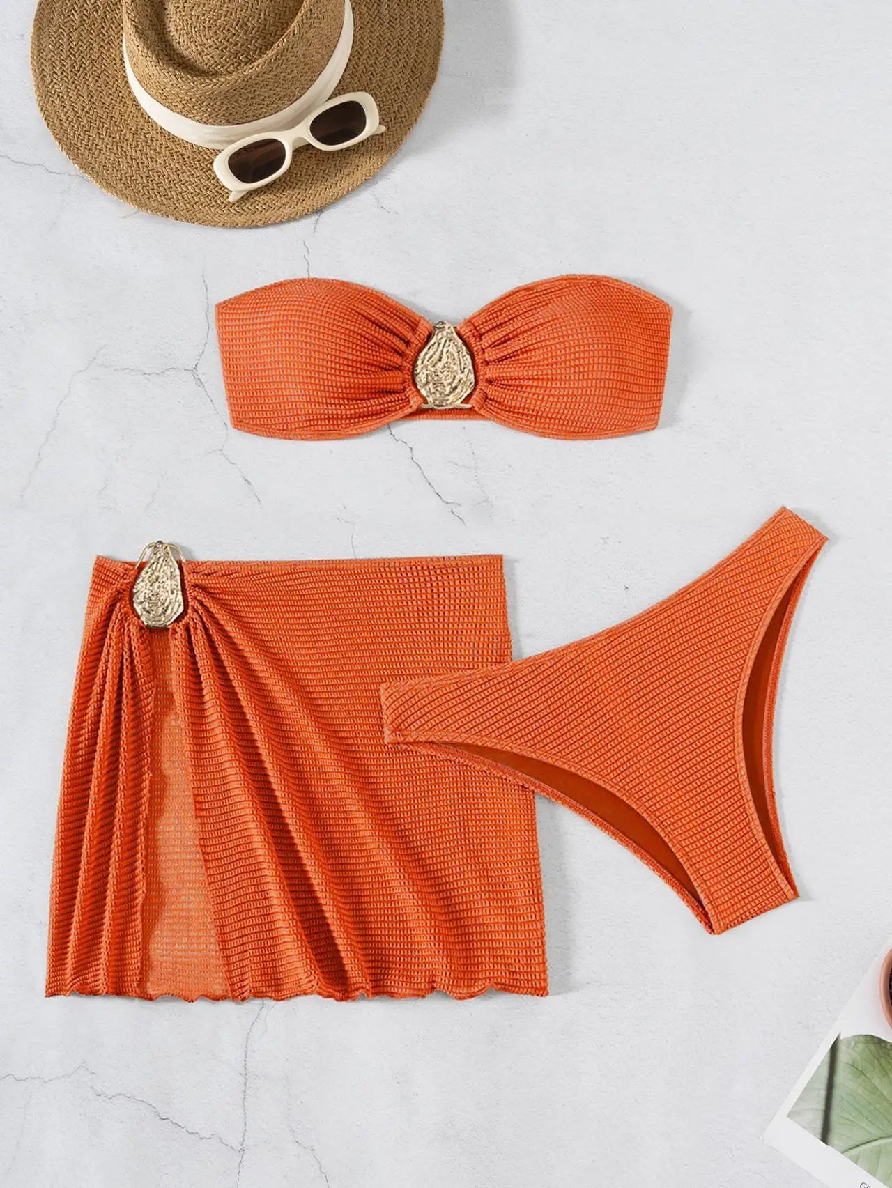 2025 New Bikini Baby Hot Spring Resort Beach Three Piece Split Swimsuit Skirt Bikini