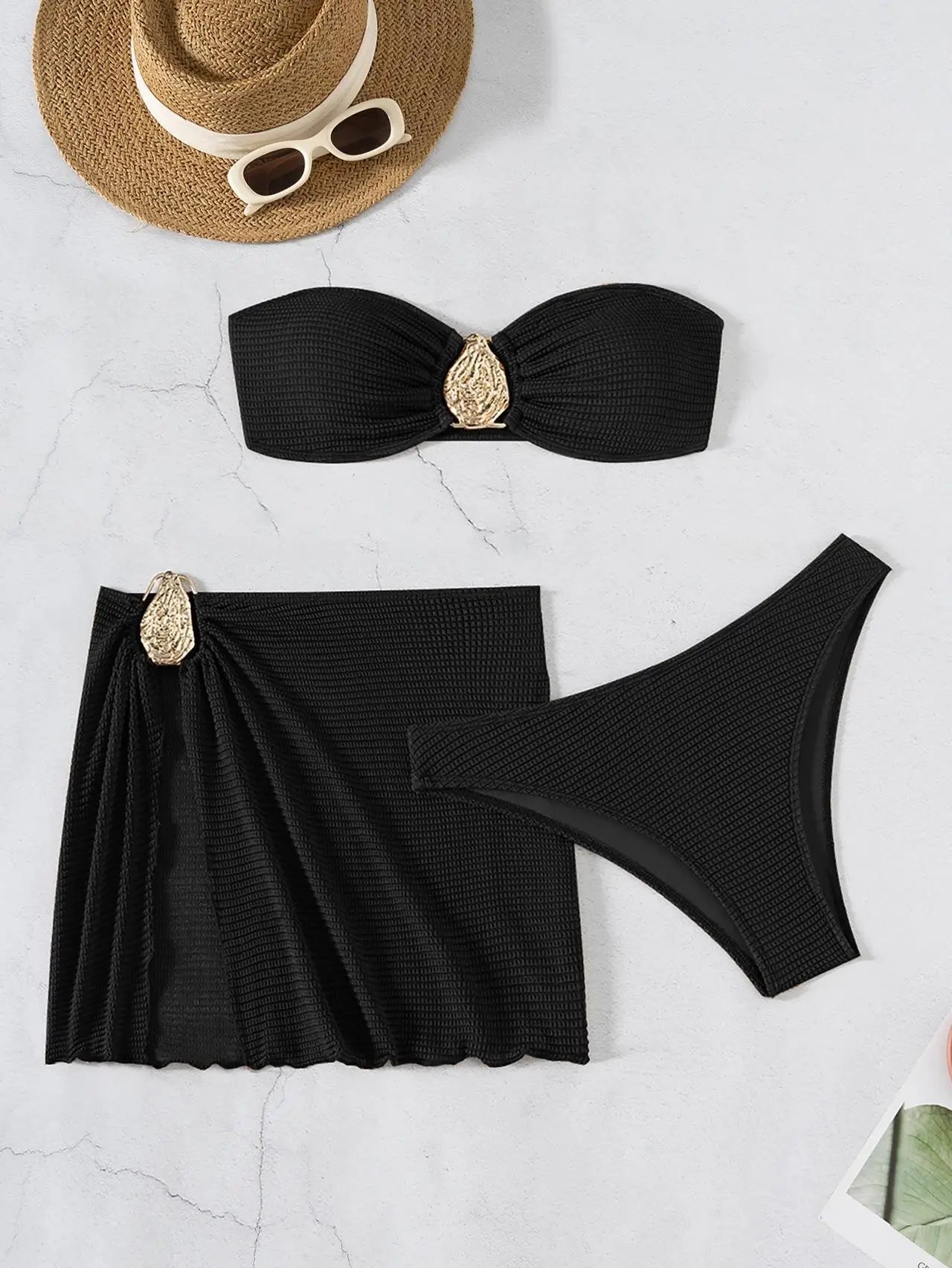 2025 New Bikini Baby Hot Spring Resort Beach Three Piece Split Swimsuit Skirt Bikini