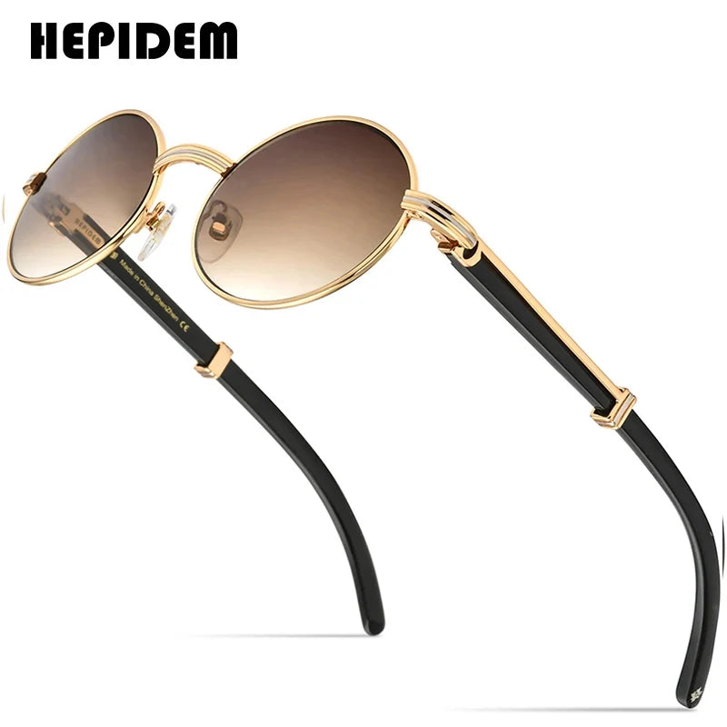 HEPIDEM High Quality Men Buffs Sunglasses Square Luxury Brand Design Diamond Sumptuous Sun Glasses Women Buffalo Horn Glasses