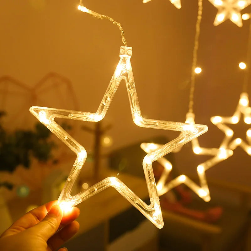 Moon Star Led Curtain Garland String Light EID Mubarak Ramadan Decorations for Home Islam Muslim Event Party Supplies Gifts