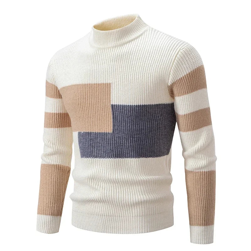 Sweatwear New Men's Autumn and Winter Casual Warm Neck Sweater Knit Pullover Tops  Man Clothes