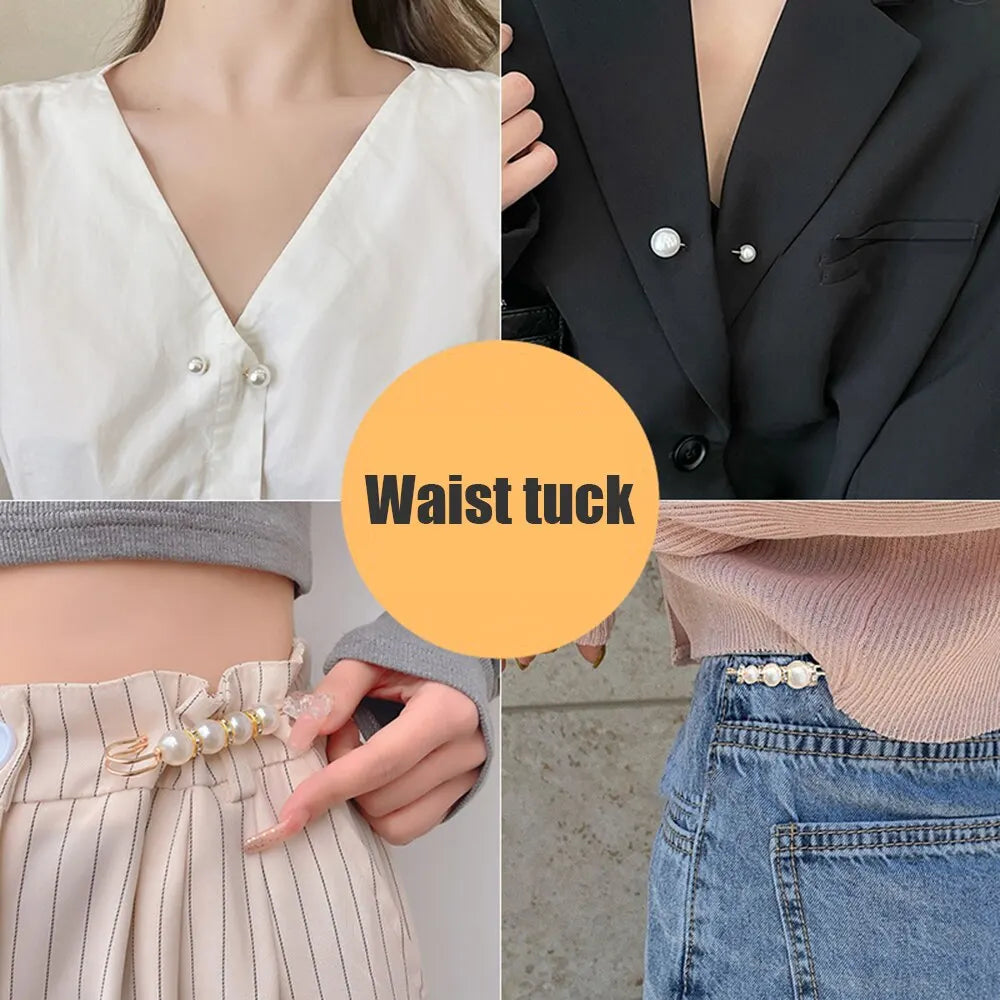 4PCS Waist Adjustment Uniform Clothing Extended Buckle And Waist Adjustment Buckle Pearl Broocated Fashion Decorative Accessorie clothes - unique