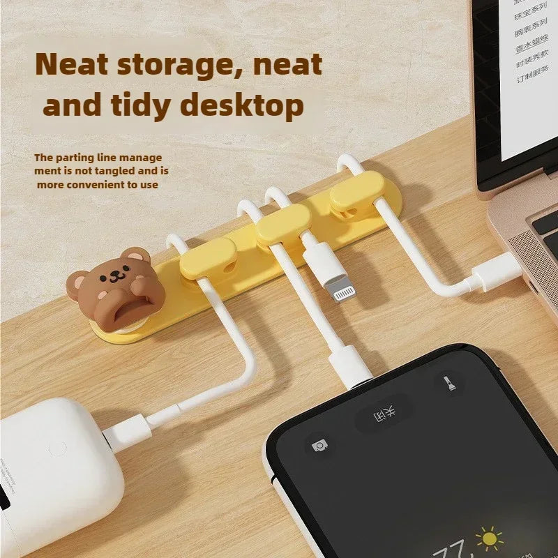 Desktop Cute Cable Organizers Holder Clip Desk Tidy Organiser SelfAdhesive Wall Mounted Cable Management Office Wire Cord Holder office supplement