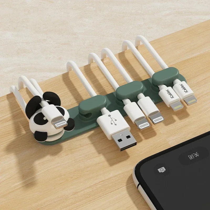 Desktop Cute Cable Organizers Holder Clip Desk Tidy Organiser SelfAdhesive Wall Mounted Cable Management Office Wire Cord Holder office supplement