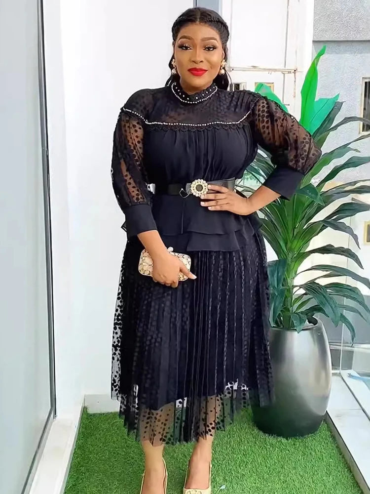 Summer Dresses For Women  Wedding Party Prom Evening Gown Dashiki Pleated Maxi Robe Office Ladies Clothing