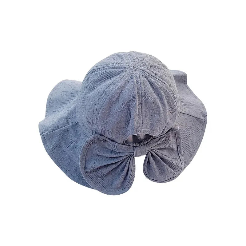 Princess Baby Bucket Hat for Girls Big Bow Summer Baby Girl Cap Wide Brim Travel Baby Sun Hat for Kids Accessories 1-3Y