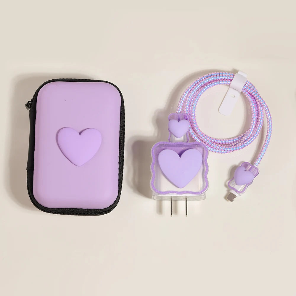 Cute Ins Cable Protector For iPhone iPad 18W/20W Charger Protective Case With Storage Bag Cable Management Wire Cord Unique Organizer