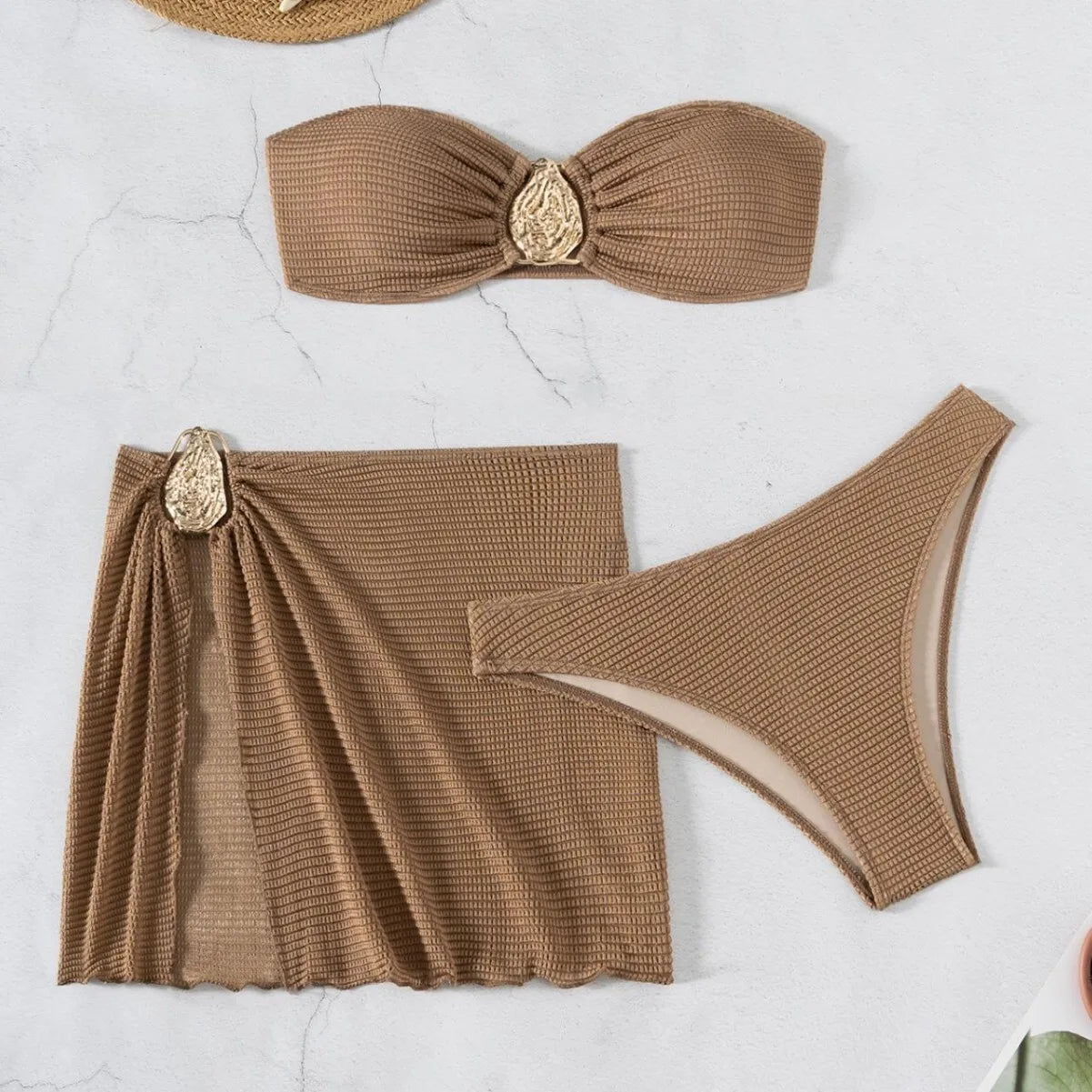 2025 New Bikini Baby Hot Spring Resort Beach Three Piece Split Swimsuit Skirt Bikini