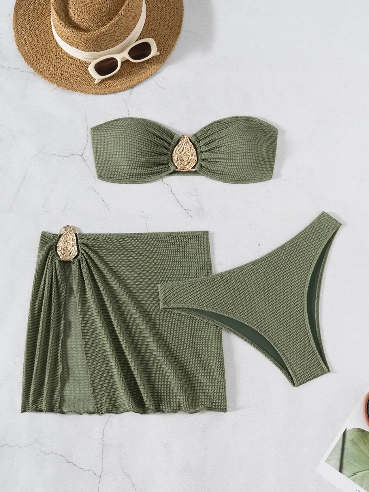 2025 New Bikini Baby Hot Spring Resort Beach Three Piece Split Swimsuit Skirt Bikini