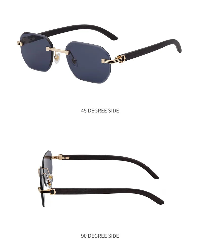 Vintage Square Rimless Sunglasses Men Luxury Brand Trendy Frameless Punk UV400 Eyewear Anti Blue Light Prescription Glasses