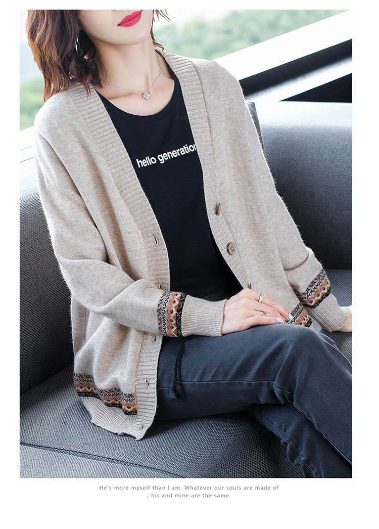 WTEMPO Spring Autumn Solid Color Women's Knitted Cardigan Long Sleeve Korean Loose V-Neck Button Sweaters Coat Female Clothing