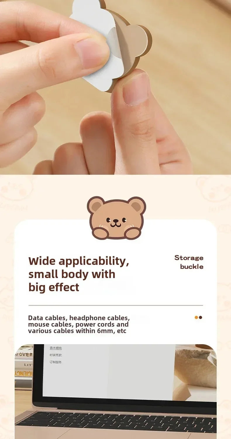 Desktop Cute Cable Organizers Holder Clip Desk Tidy Organiser SelfAdhesive Wall Mounted Cable Management Office Wire Cord Holder office supplement