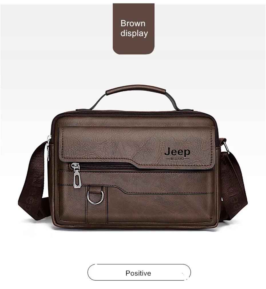 JEEP BULUO Brand Men's Crossbody Shoulder High Quality Tote Fashion Business Man Messenger Big Size PU Leather Bags