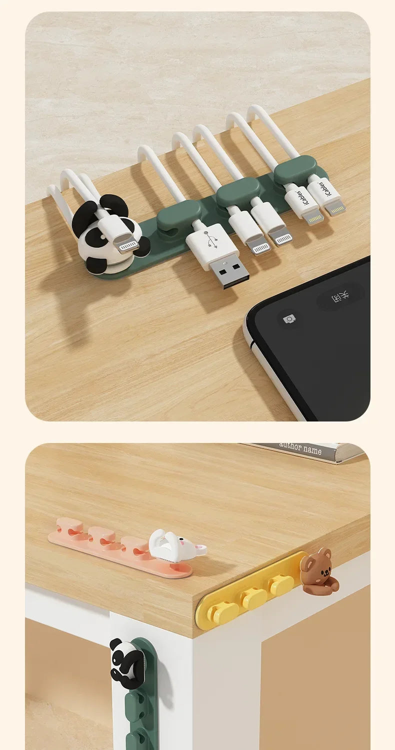 Desktop Cute Cable Organizers Holder Clip Desk Tidy Organiser SelfAdhesive Wall Mounted Cable Management Office Wire Cord Holder office supplement