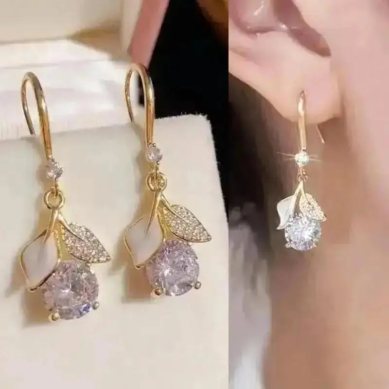 925 Silver Needle Korean Fashion Pearl Tassel Earrings For Women Jewelry Trending New Luxury Women's Zircon Pearl Earrings
