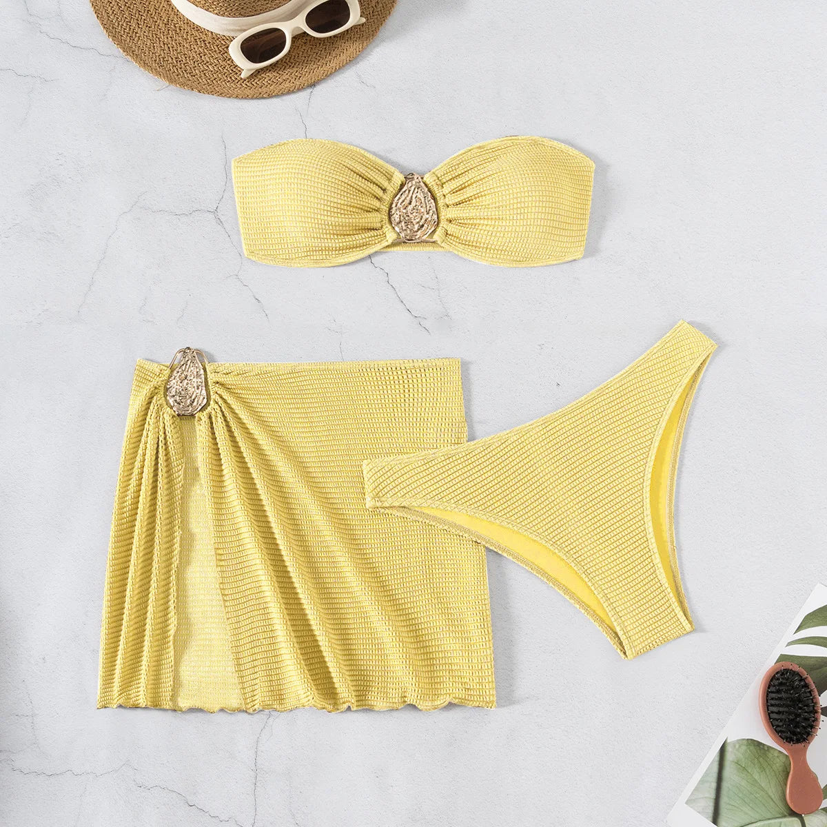 2025 New Bikini Baby Hot Spring Resort Beach Three Piece Split Swimsuit Skirt Bikini