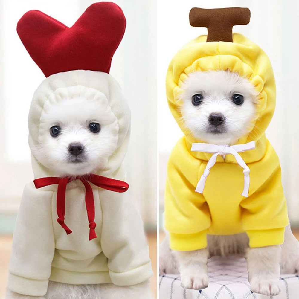 Cute Fruit Dog Clothes for Small Dogs Hoodies Warm Fleece Pet Clothing Puppy Cat Christmas Costume Coat Chihuahua Jacket Suits