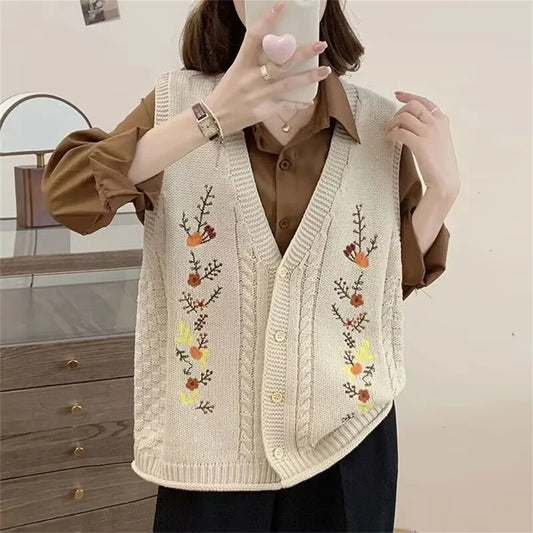Spring Autumn Style Fashion Women's Knitted Cardigan Sweater Vest Sleeveless Ladies Waistcoat Jacket Basic Coats