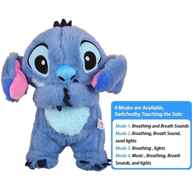 Stitch Plush Doll with Breathing Light & Music - Pink Angel Calming Sleep Aid Toy, Cute Gift for Baby Kids Christmas Birthday