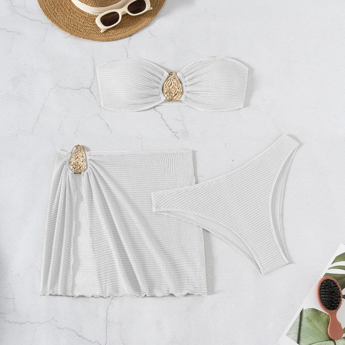 2025 New Bikini Baby Hot Spring Resort Beach Three Piece Split Swimsuit Skirt Bikini