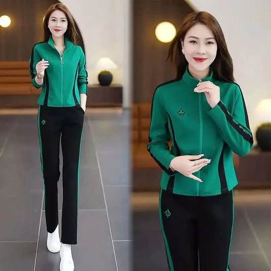 Women's Sportswear Suit Spring And Autumn Clothing New Fashion Leisure Tracksuit For Woman Crop Top Pants Two Pieces Sets