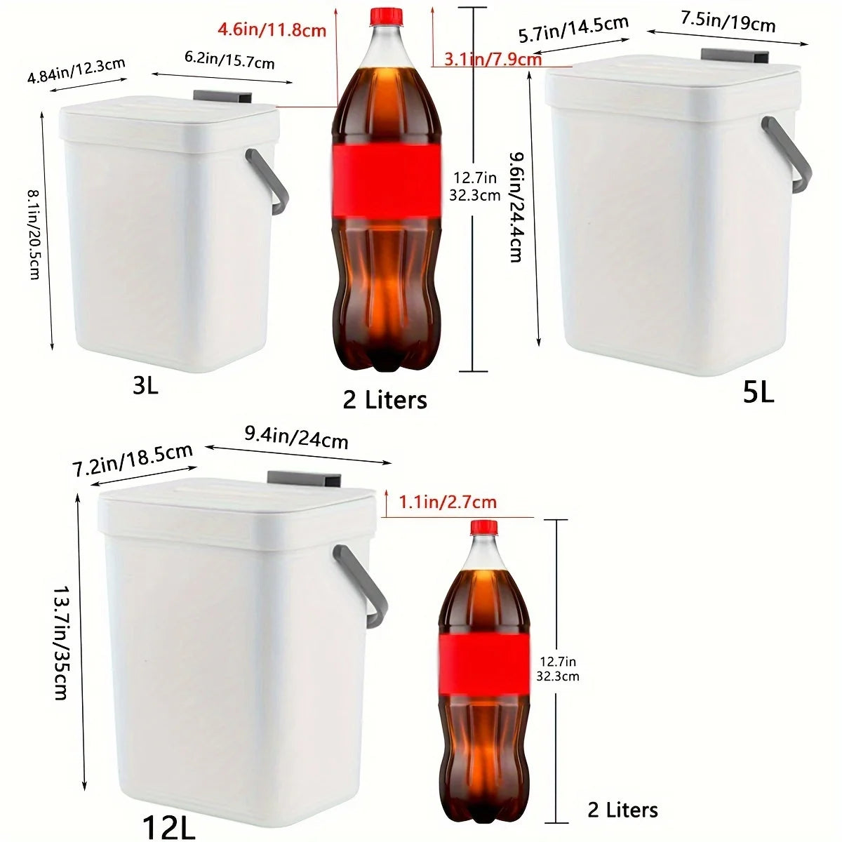 Space-Saving Quiet-Close Trash Can - 3/5L, Eco-Friendly Sealed Bin For Kitchen & Office, No Electricity Needed