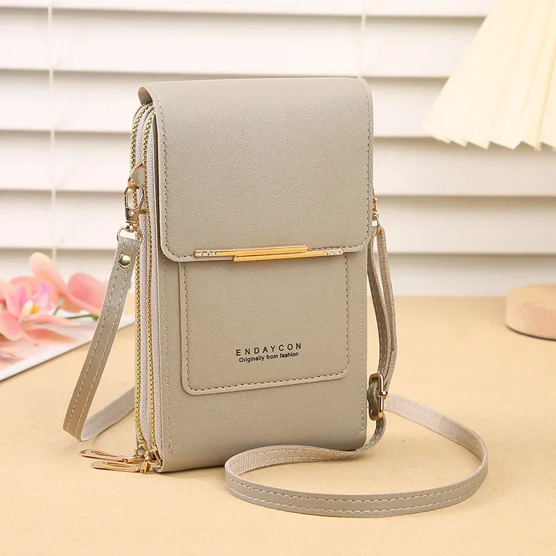 Women Fashion Touch Screen Lock Cell Phone Bag Women's Mobile Phone Card Holder Crossbody Shoulder Bag Money Pockets Small Bags