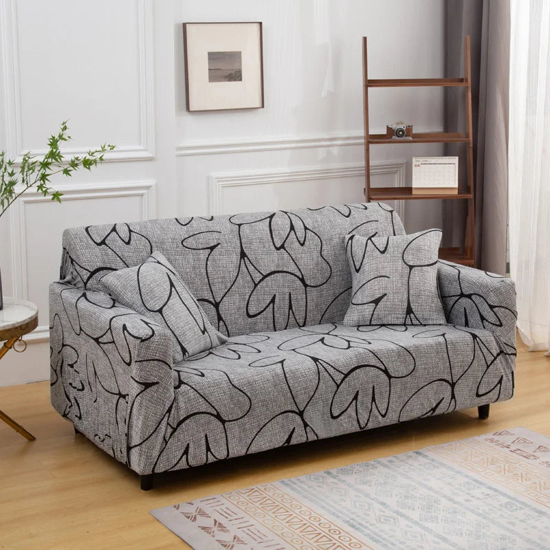 1pc Flower Printed Elastic Sofa Cover Antidirty Spandex Sofa Cover Furniture Protector for Bedroom Office Living Room Home Decor
