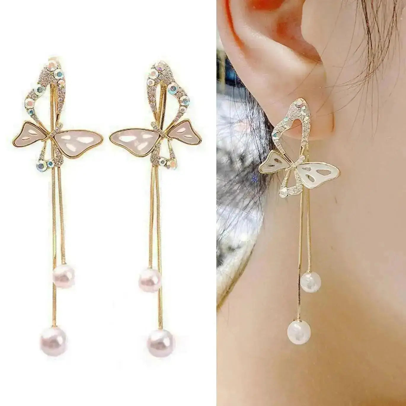 925 Silver Needle Korean Fashion Pearl Tassel Earrings For Women Jewelry Trending New Luxury Women's Zircon Pearl Earrings